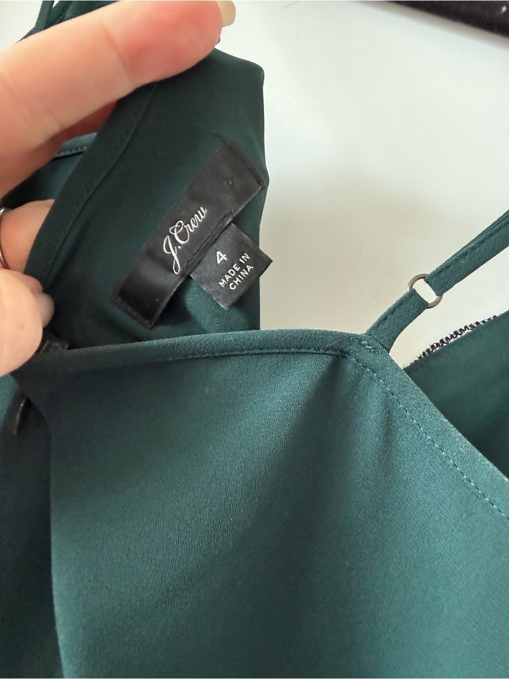 J.Crew Collection Spaghetti Strap Pleated Midi Dress in Green with lace - Picture 4 of 5